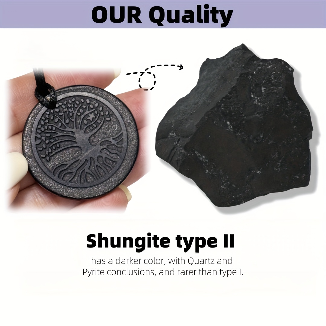Minimalist Shungite Pendant with Cord, Meaningful Patterns